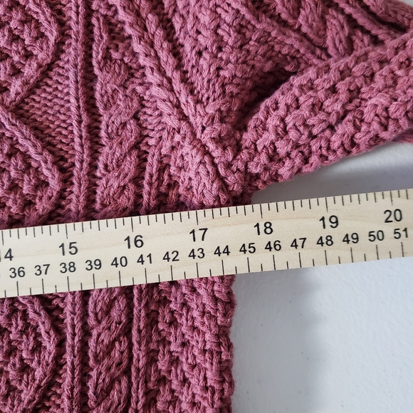 L.L. Bean Signature Cable Knit Sweater Women XS Mauve 100% Cotton Fishermen - Picture 5 of 8